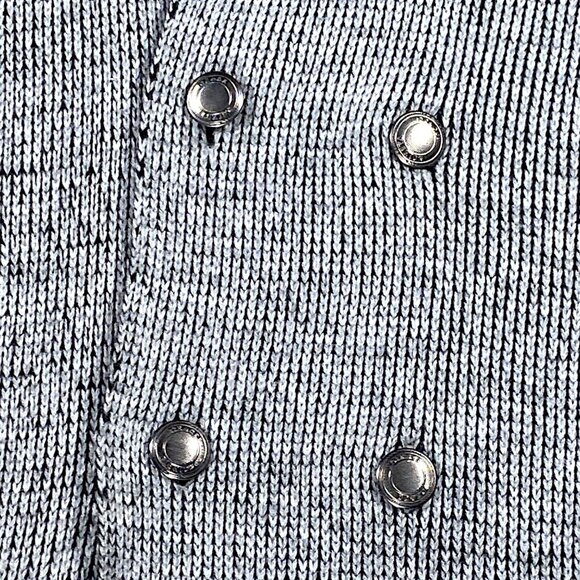 Barabas Coat Mens M Gray Pea Short Jacket Knitwear Metallic Button Logo Everyday - Picture 13 of 16